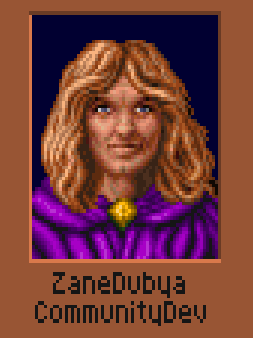 A character portrait representing the developer, Zane.